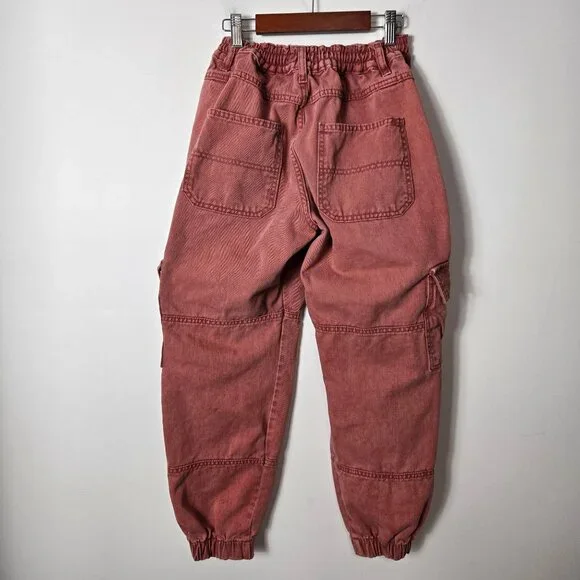 Free People Size S Cotton Platoon Cargo Pants In Red Rust Elastic Waistband - Picture 3 of 16